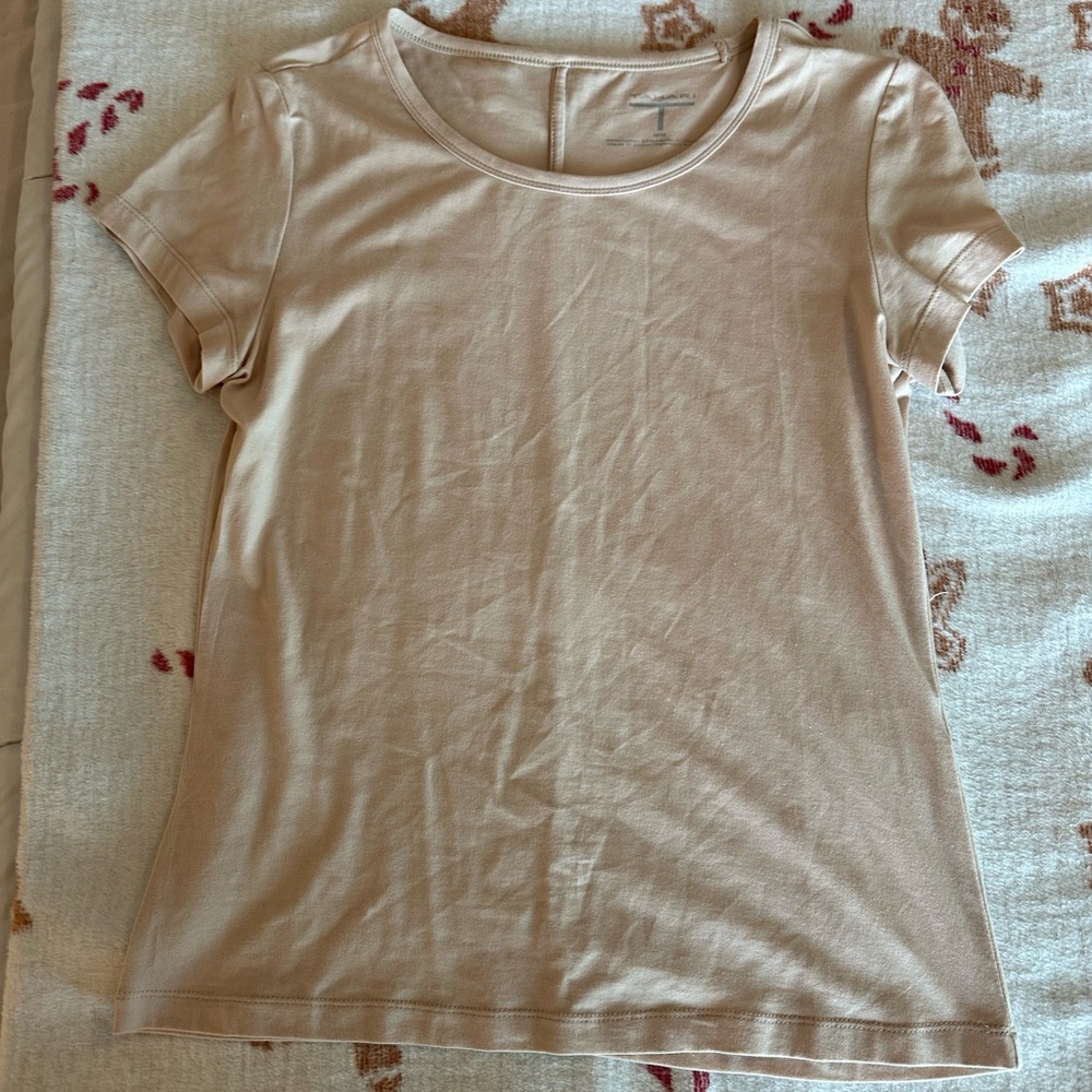 Tahari Light Tan Short Sleeve Top